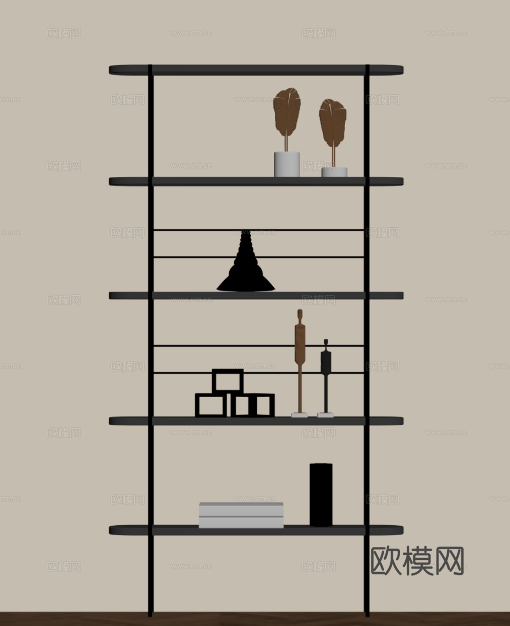 现代置物架 书架su模型