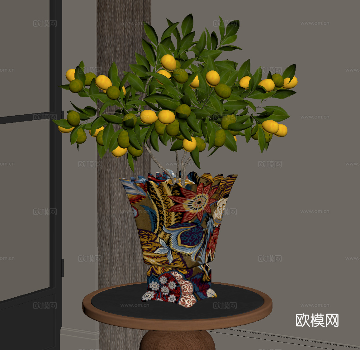 法式复古花瓶 金桔su模型