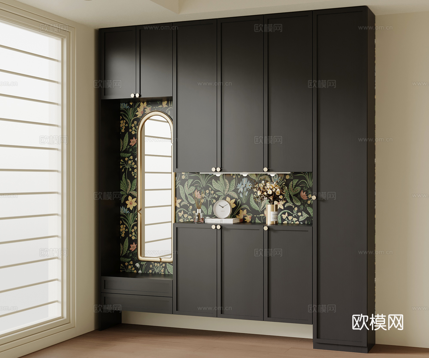 法式复古玄关柜 鞋柜su模型