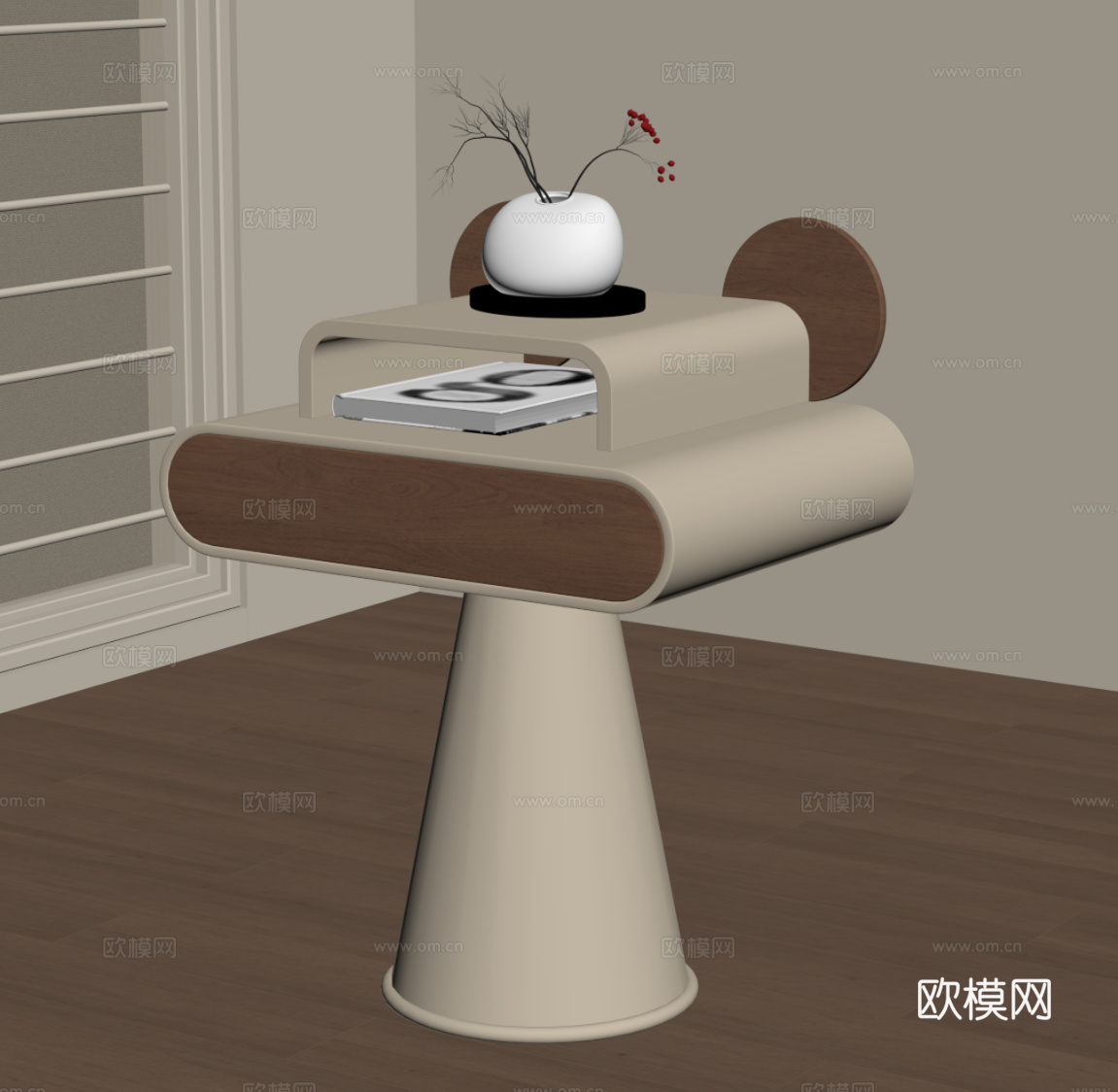 现代中古边几 儿童边几su模型