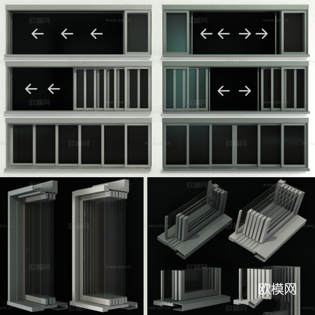 滑动彩绘玻璃门    彩绘玻璃门3d模型下载