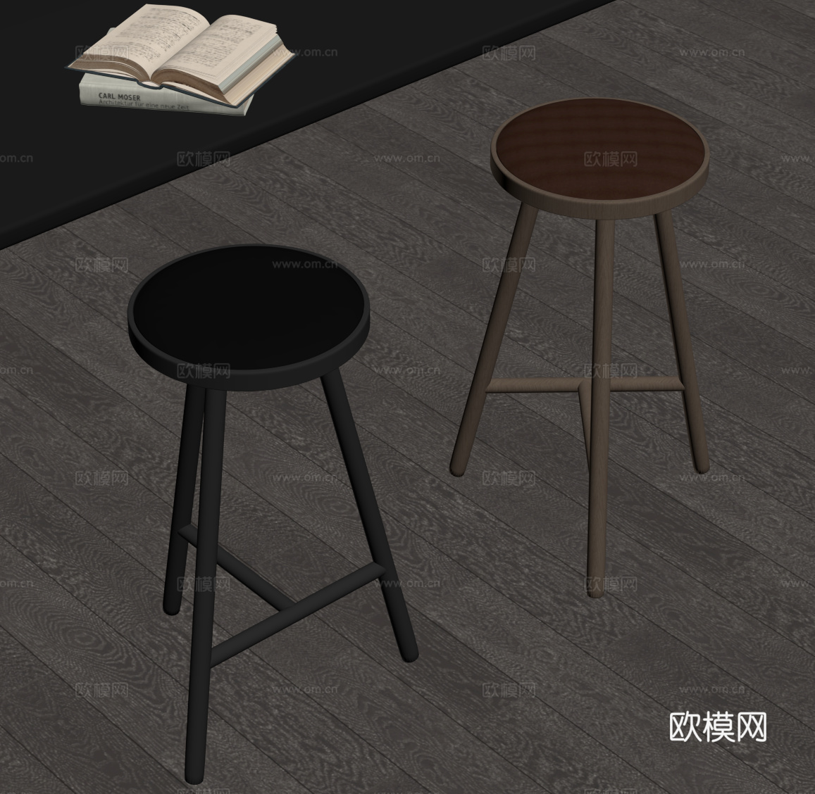 现代意式吧凳su模型