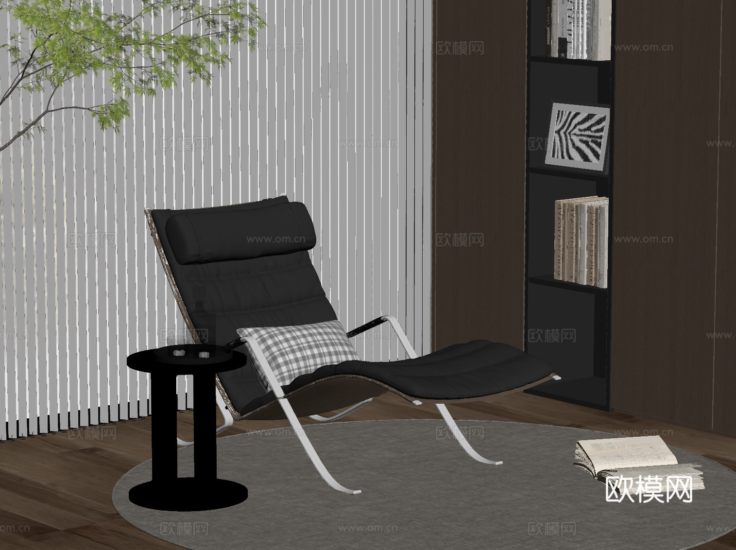 现代意式休闲椅 躺椅su模型