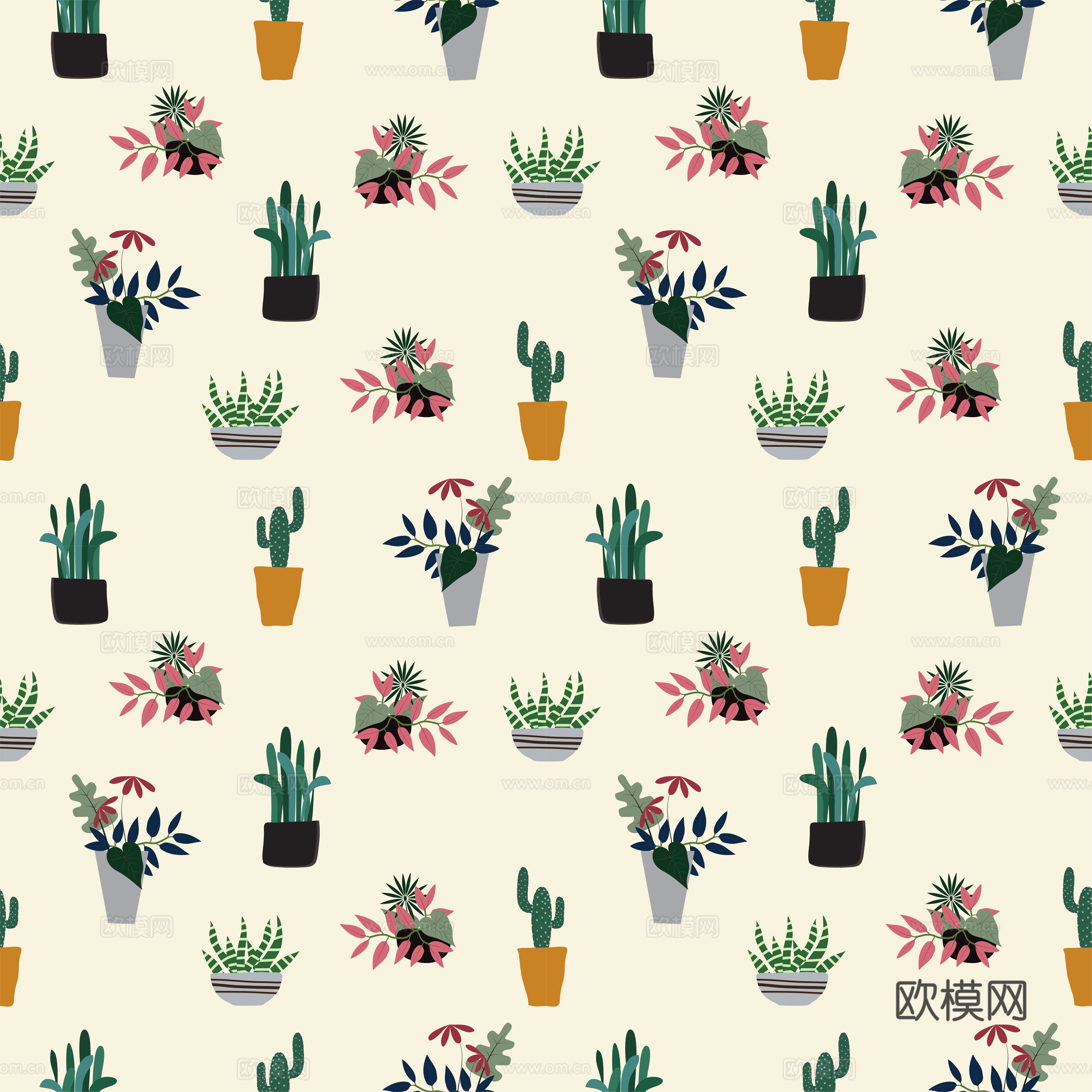 现代植物印花壁纸