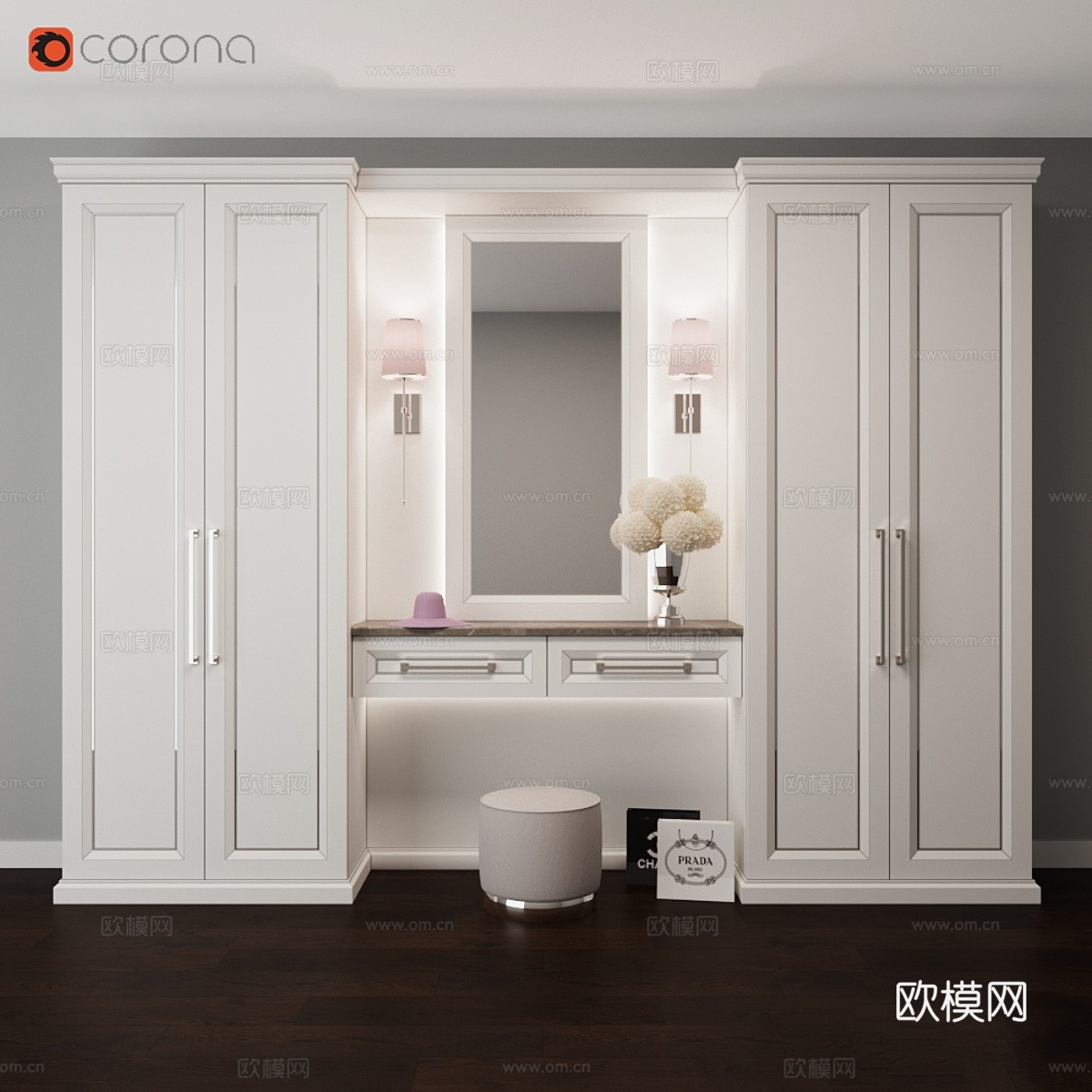 玄关衣柜套装33d模型下载