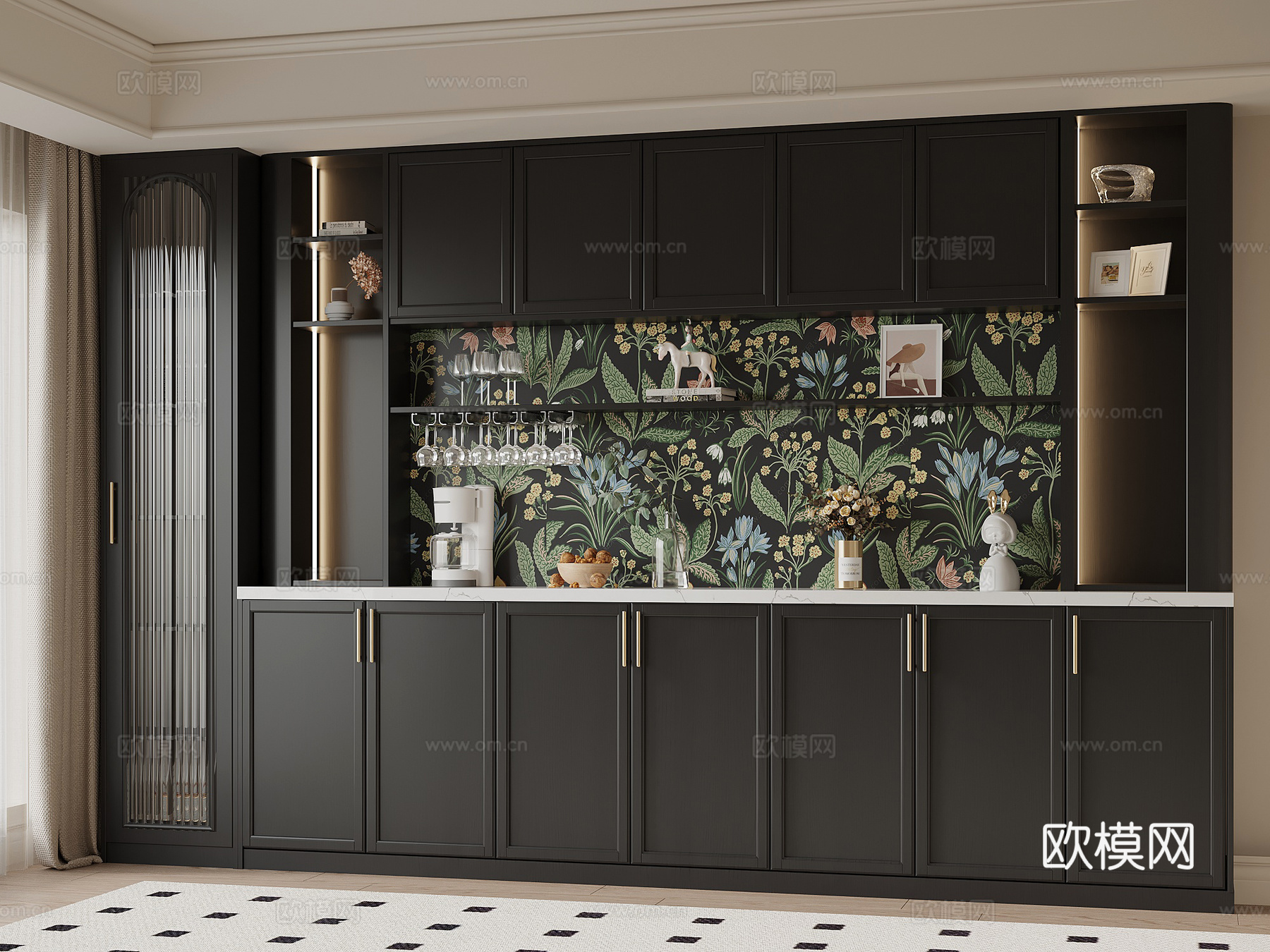 法式复古餐边柜su模型