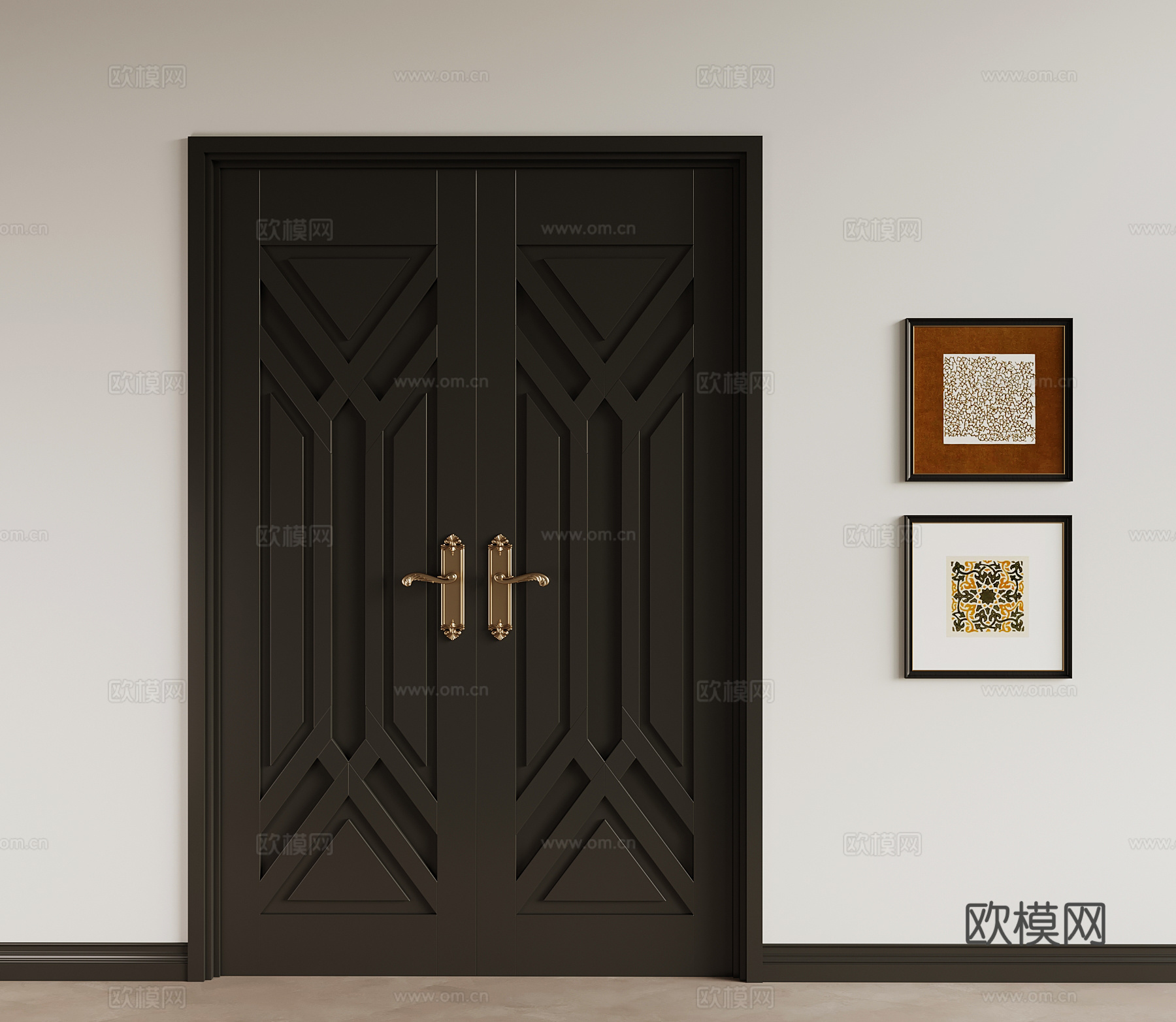 法式复古双开门su模型