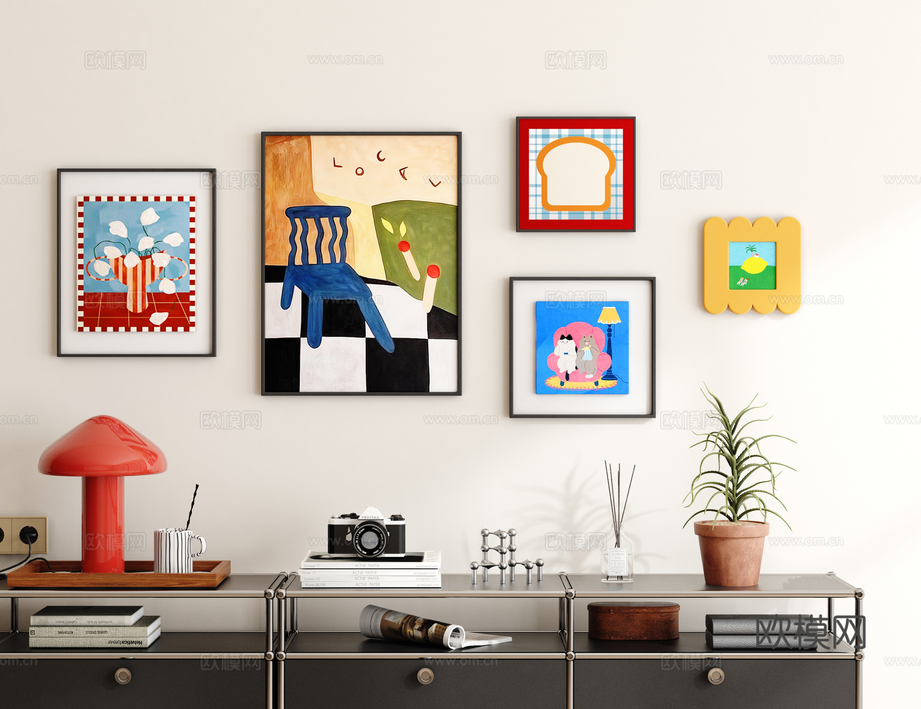 包豪斯挂画 多巴胺装饰画 摆件3d模型