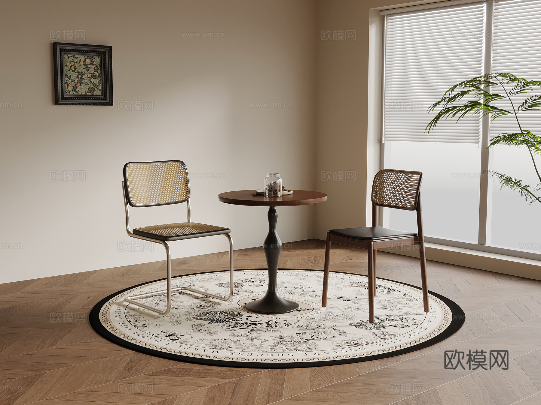 法式复古风休闲桌椅3d模型下载