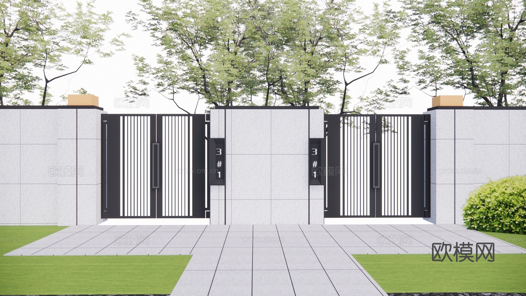 草坪灯 庭院门 水池 屋顶花园 门 室内景观 庭院 造景 景su模型