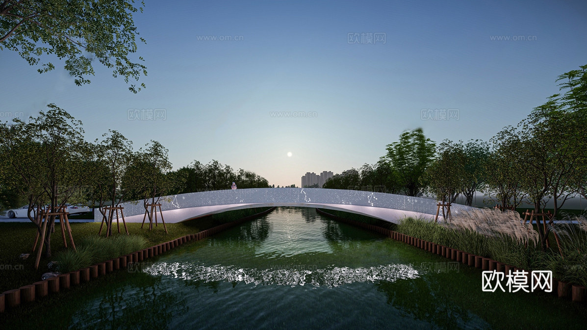 现代星宿景观桥su模型