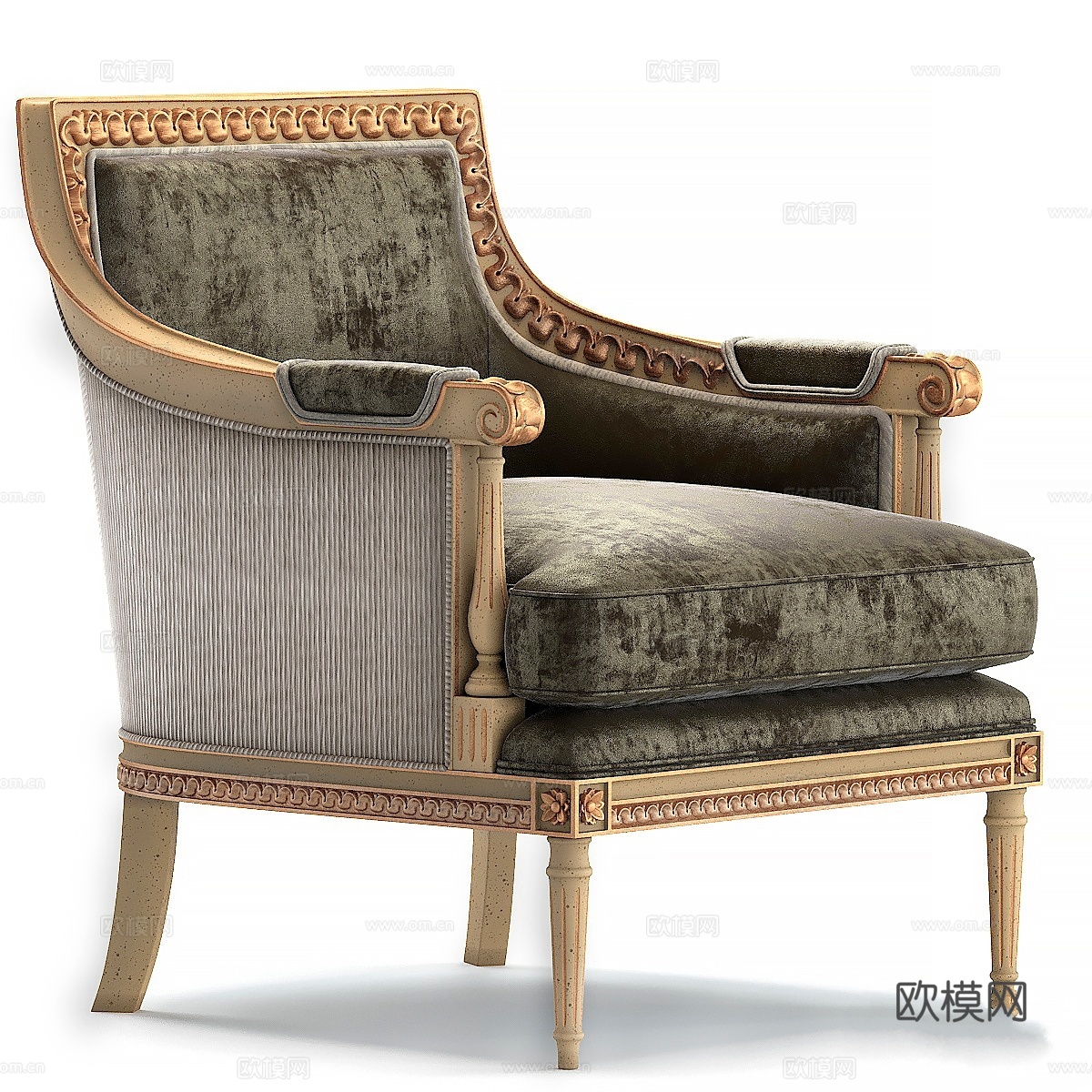 贝克经典软包扶手椅3d模型下载