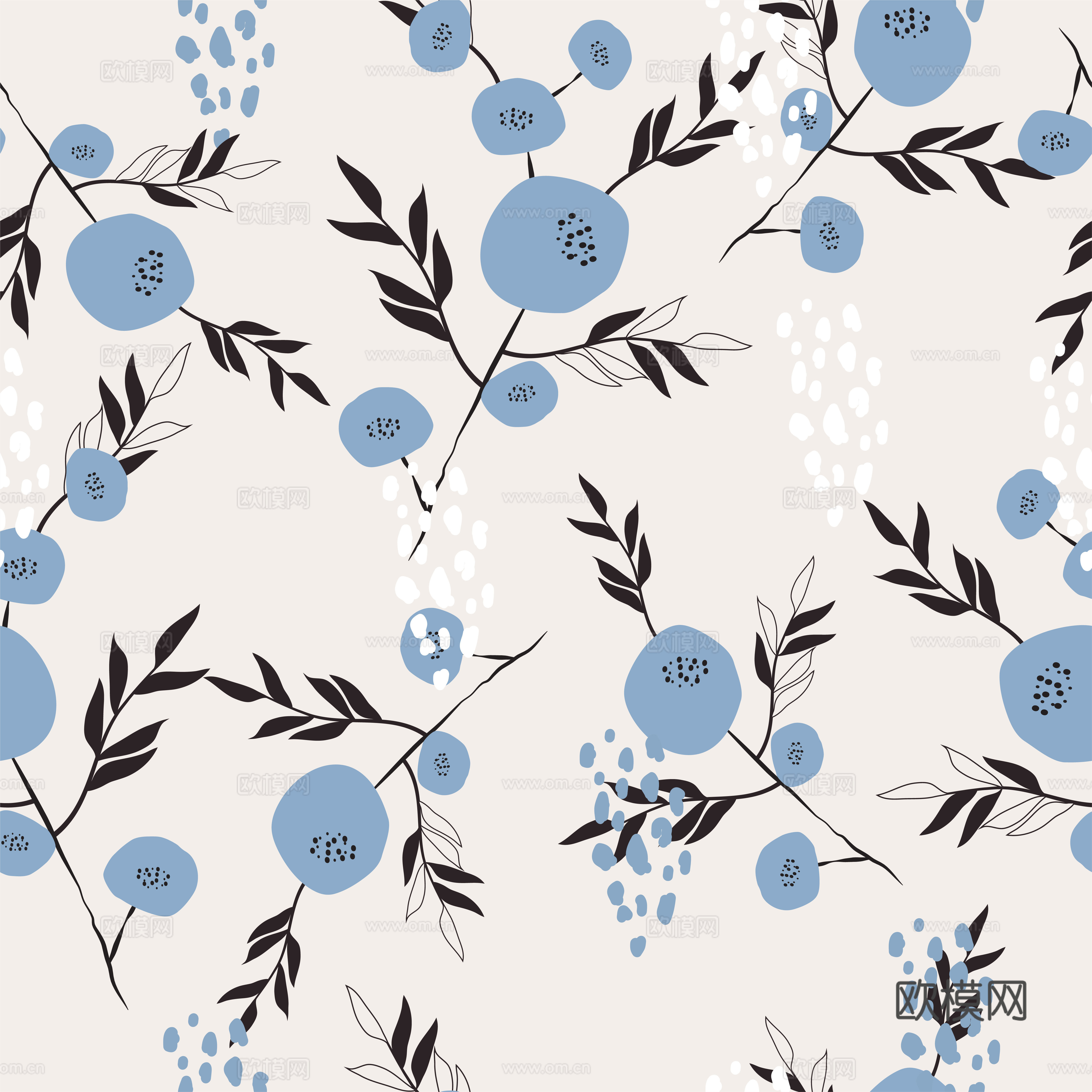 现代植物印花壁纸