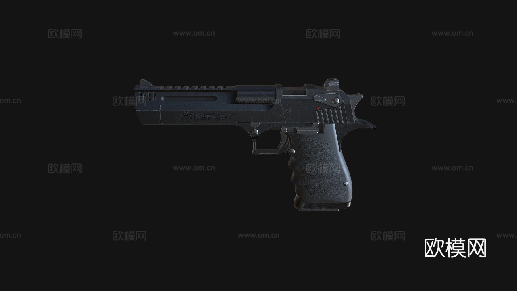 沙漠之鹰L5黑色3d模型下载（渲染图1）