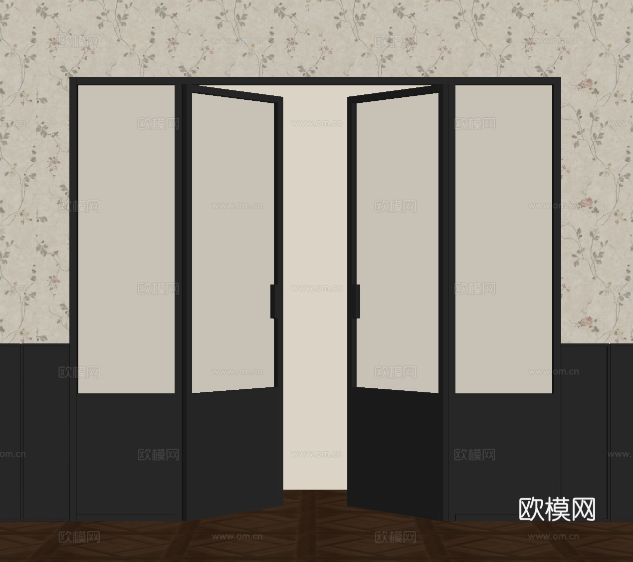 法式复古双开门 四开门su模型