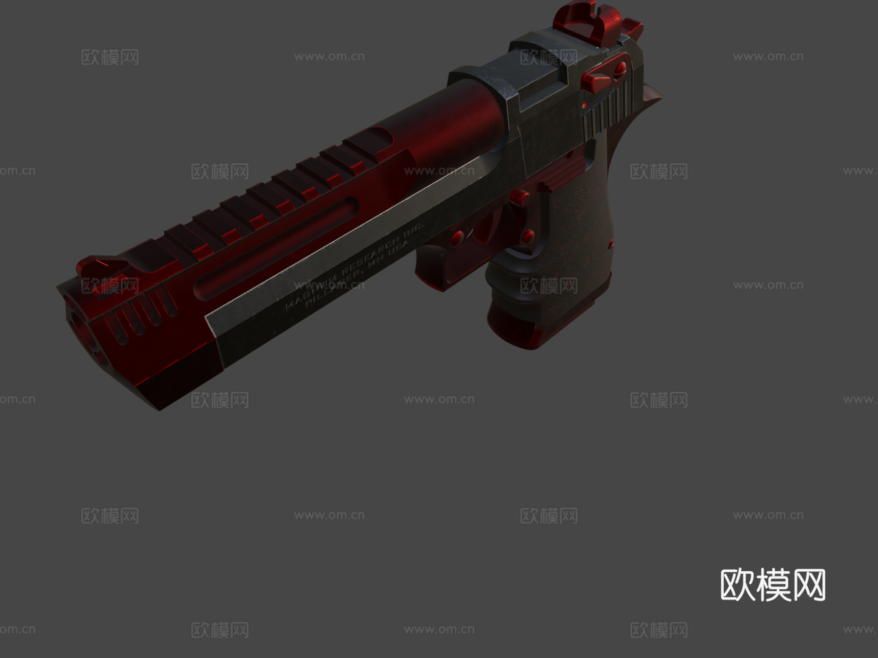 沙漠之鹰L5黑色3d模型下载（渲染图7）