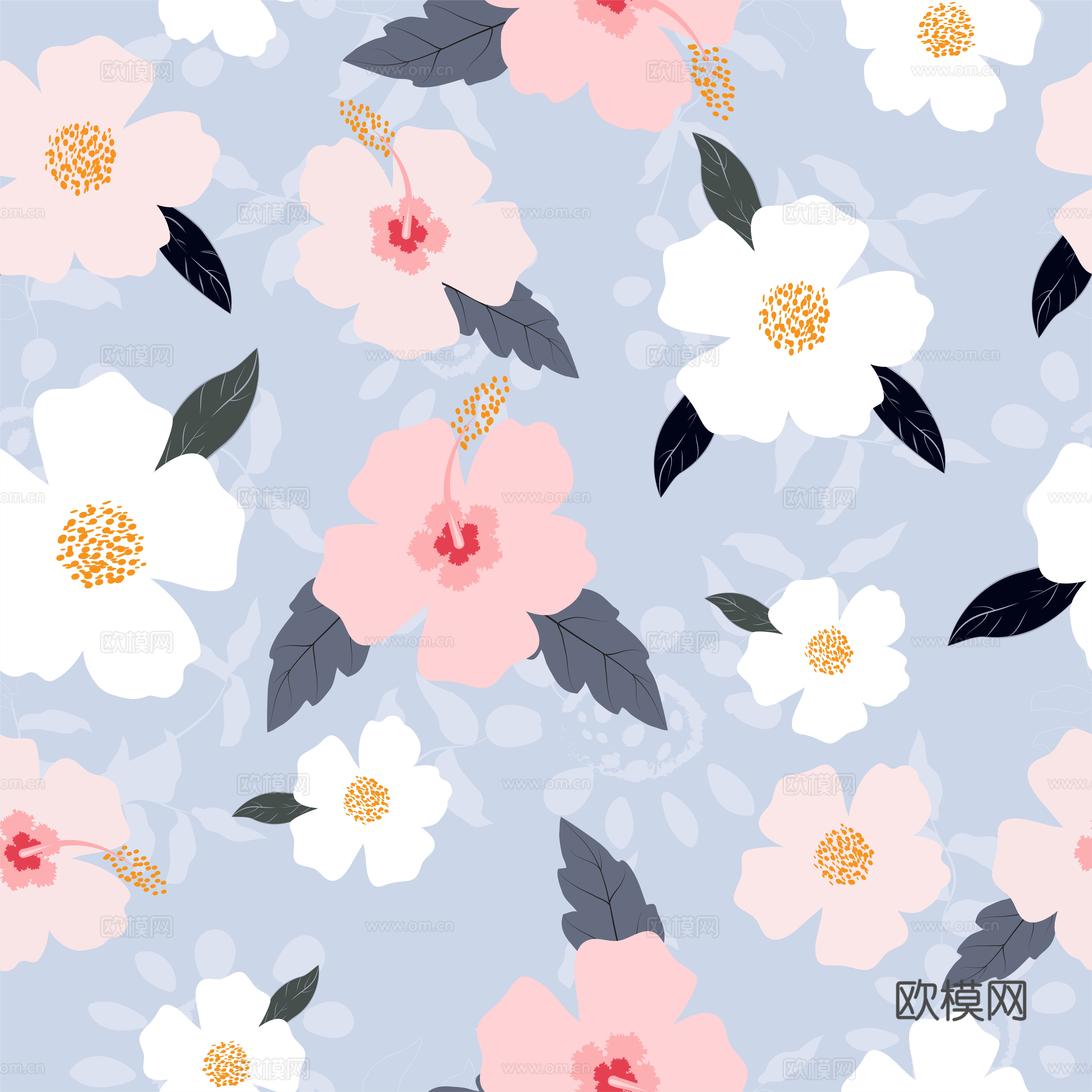 现代植物印花壁纸