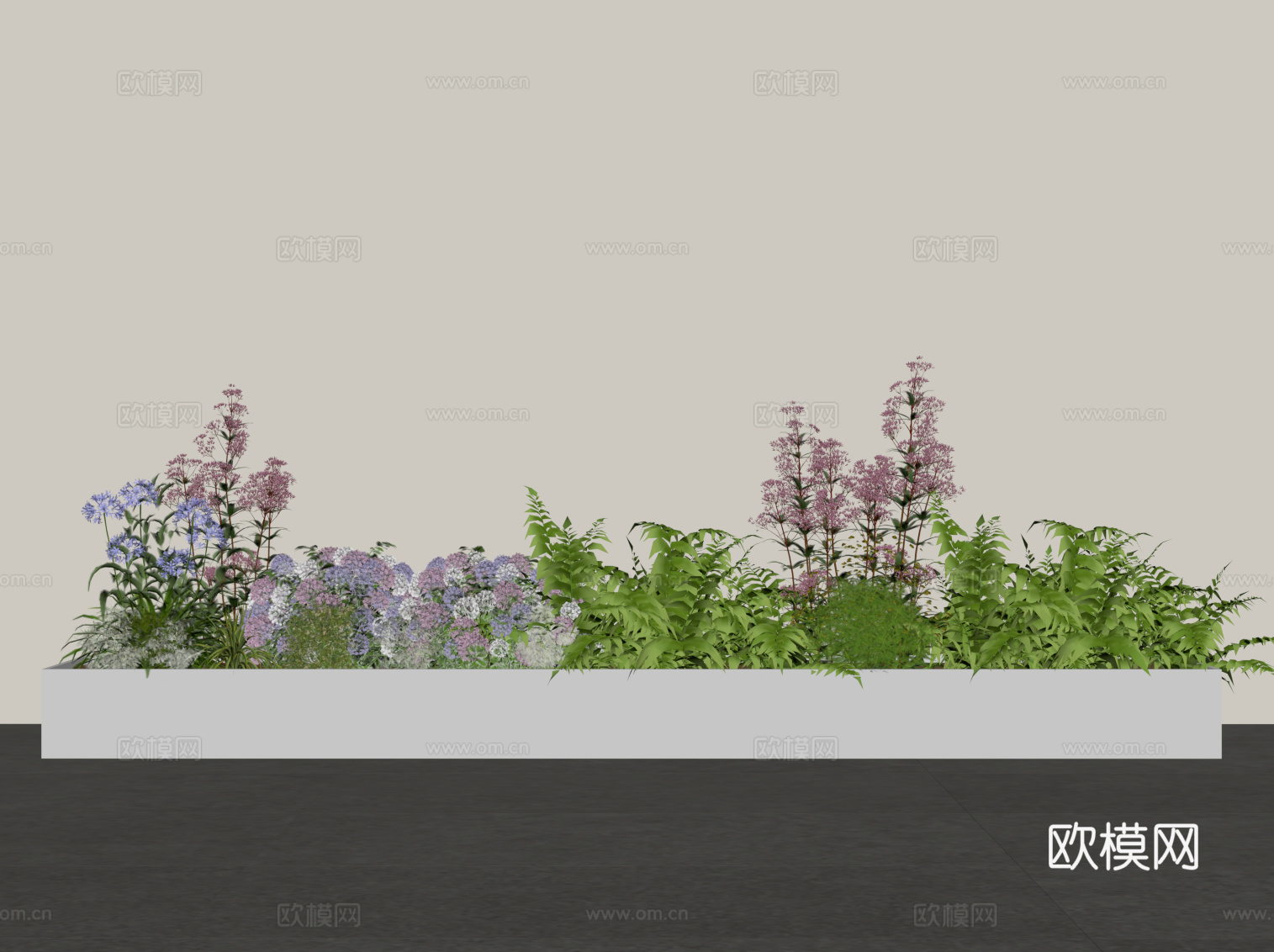 现代花坛 盆栽 室内花坛 绿植su模型