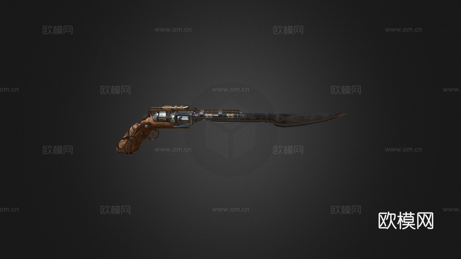 双管刃枪3d模型下载（渲染图1）