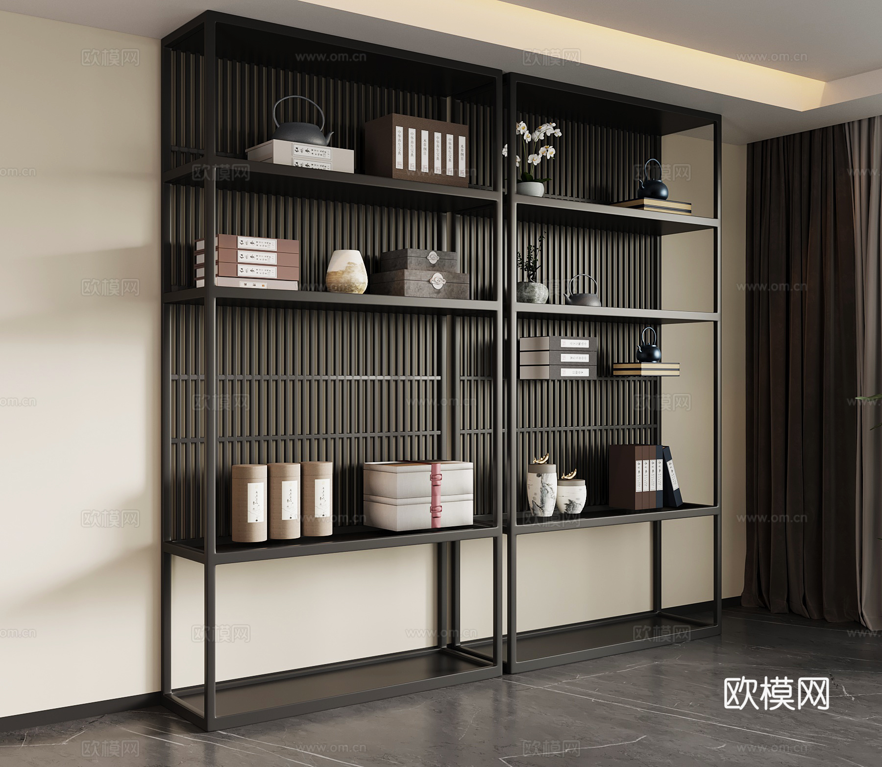 法式复古博古架 书架 置物架su模型
