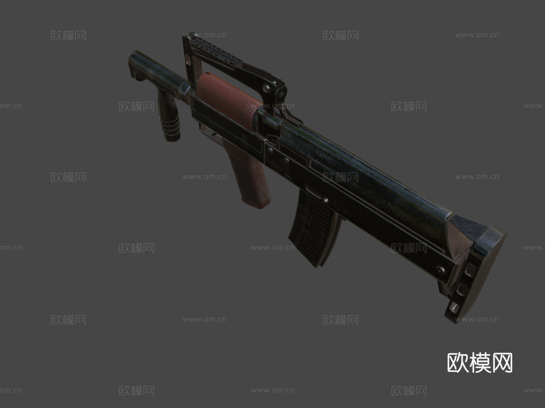 低多边形野牛步枪3d模型下载（渲染图6）