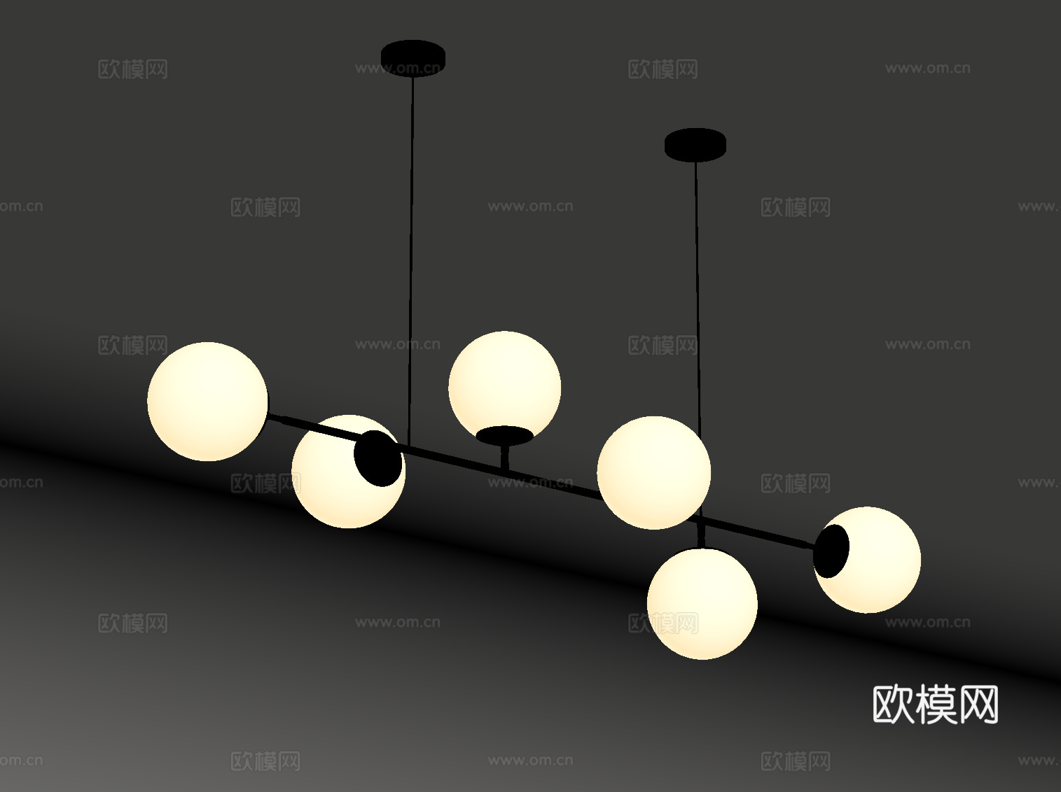 现代吊灯 多头吊灯 球形吊灯su模型