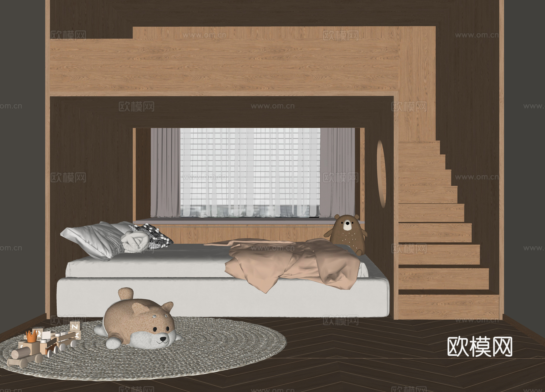 现代儿童房su模型