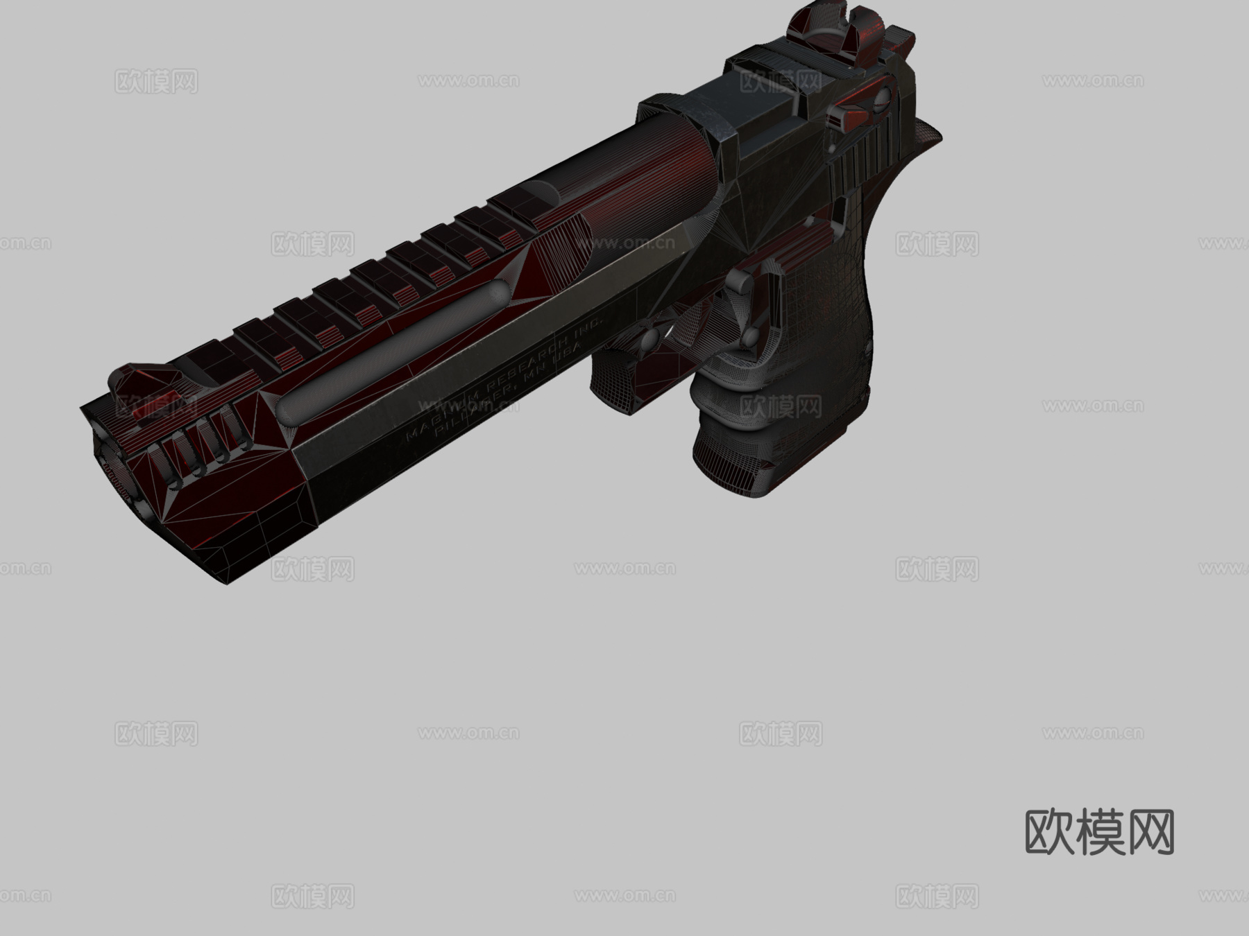 沙漠之鹰L5黑色3d模型下载（渲染图2）