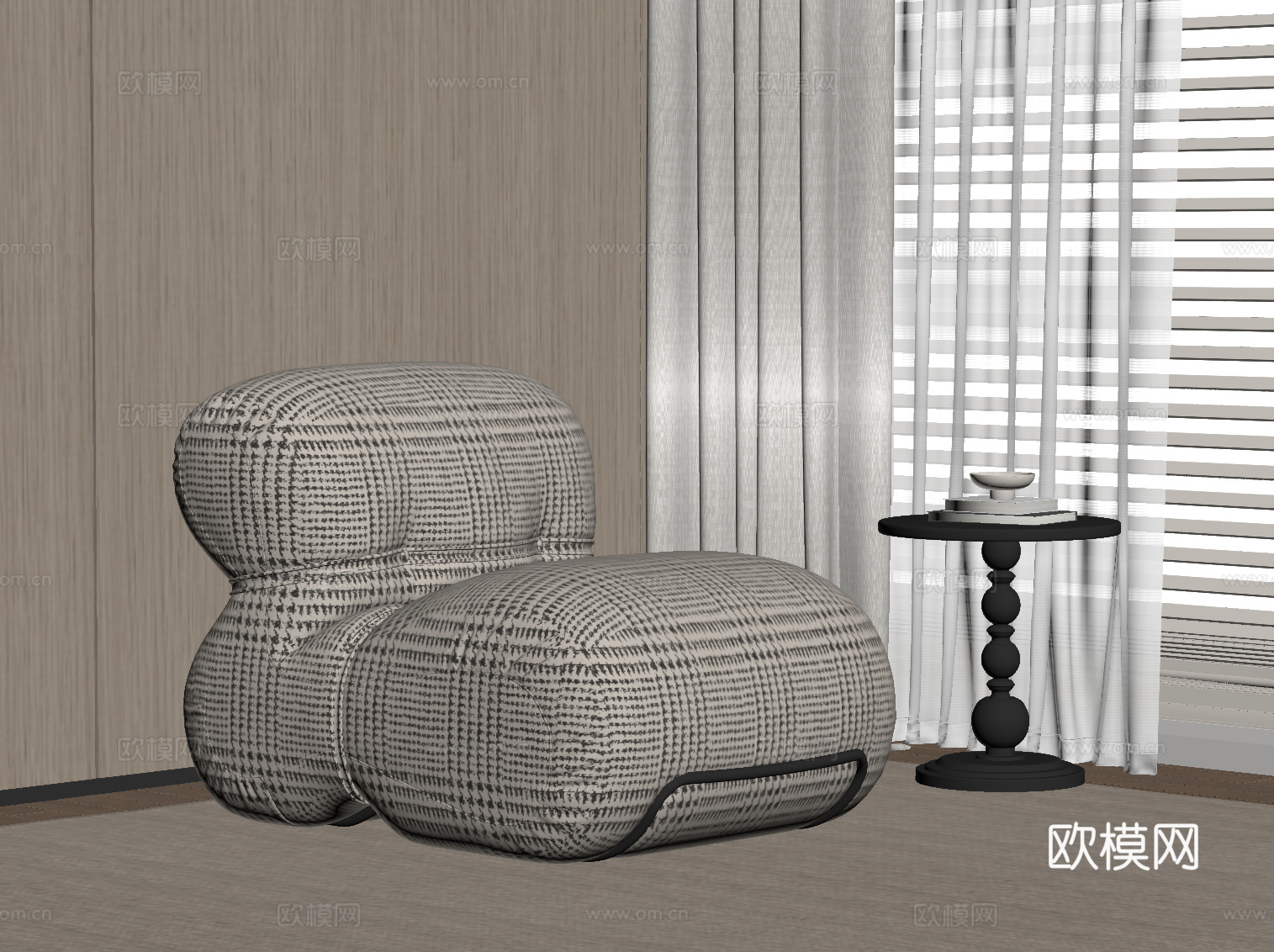 现代懒人沙发 布艺沙发椅su模型