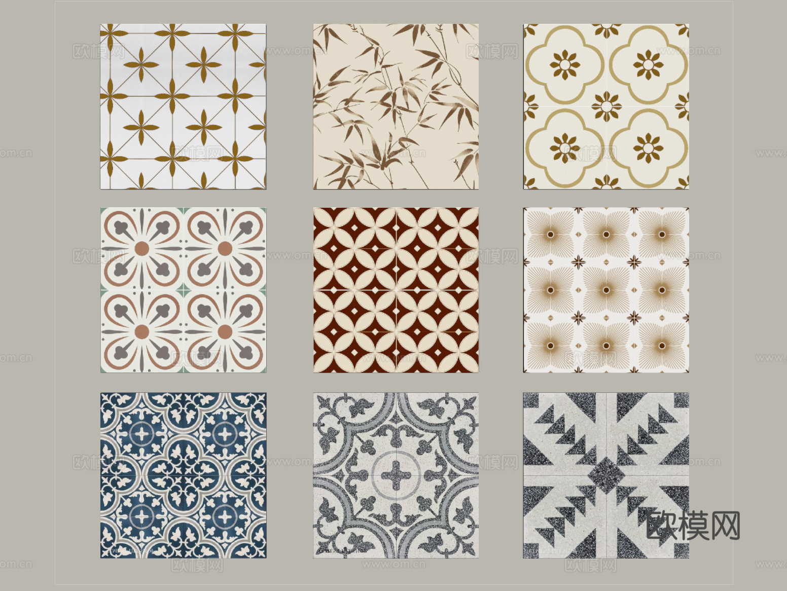 中古复古砖花砖 地砖 仿古砖su模型