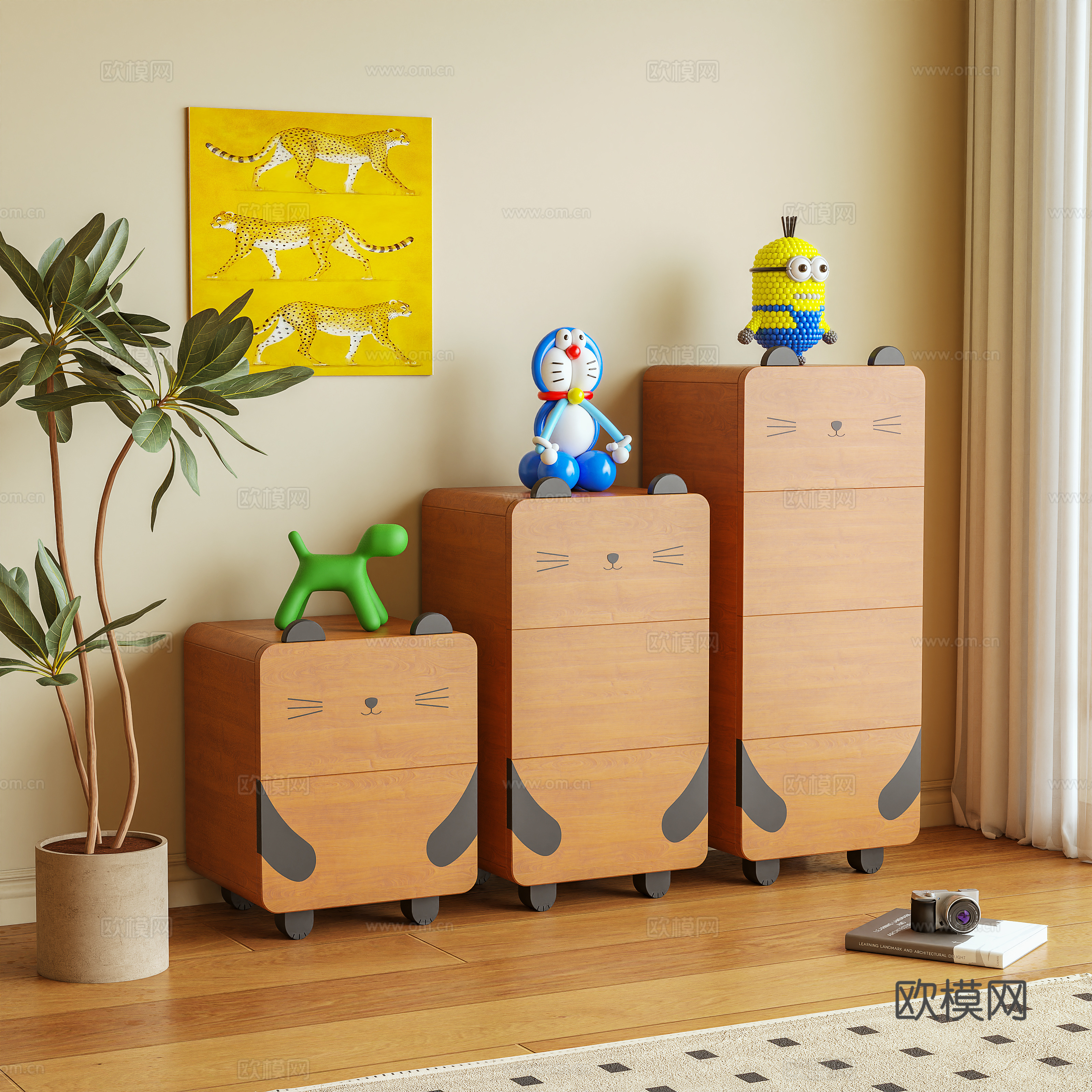 储物柜 边柜 床头柜 置物柜 摆件3d模型下载