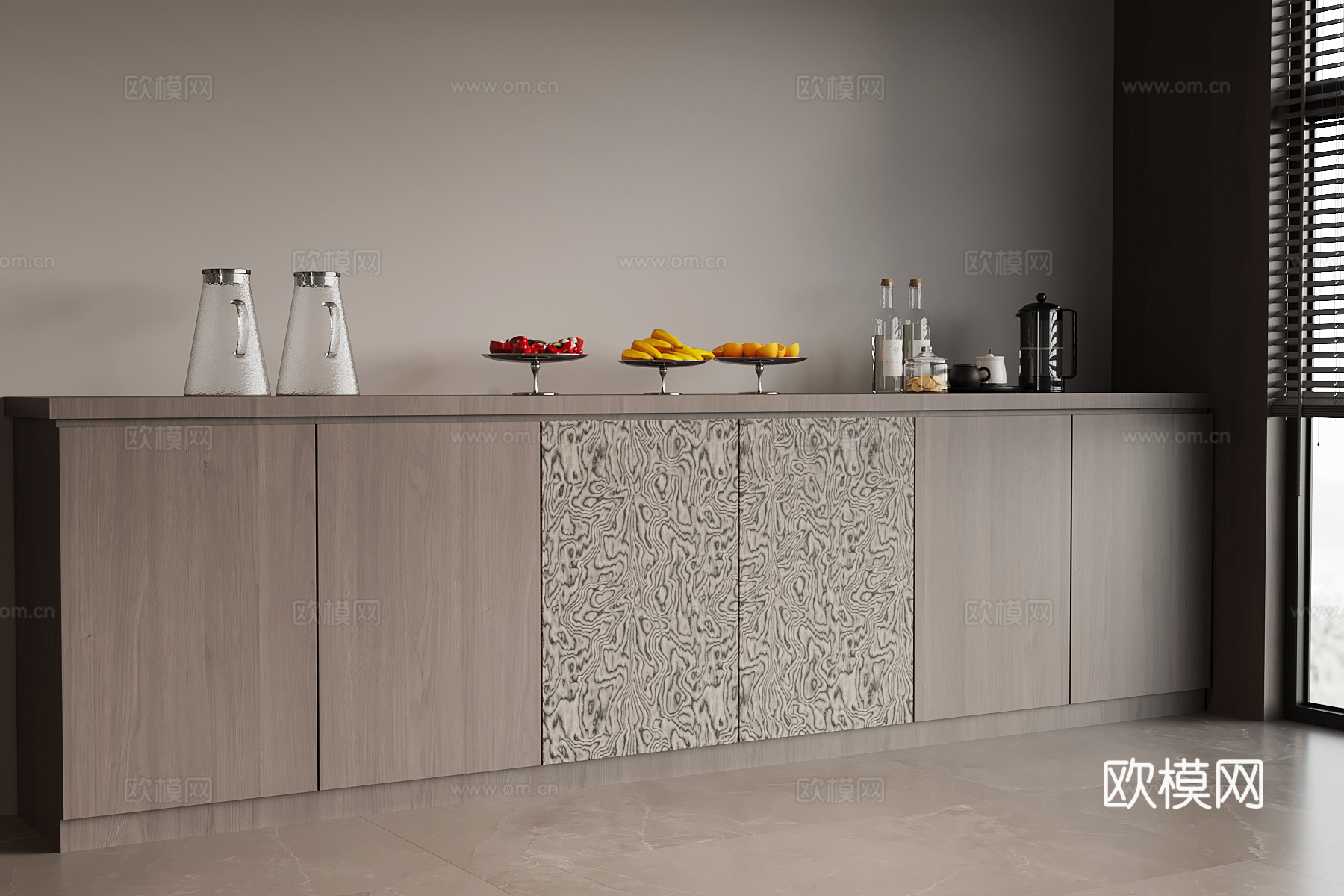 现代意式餐边柜 备餐柜su模型