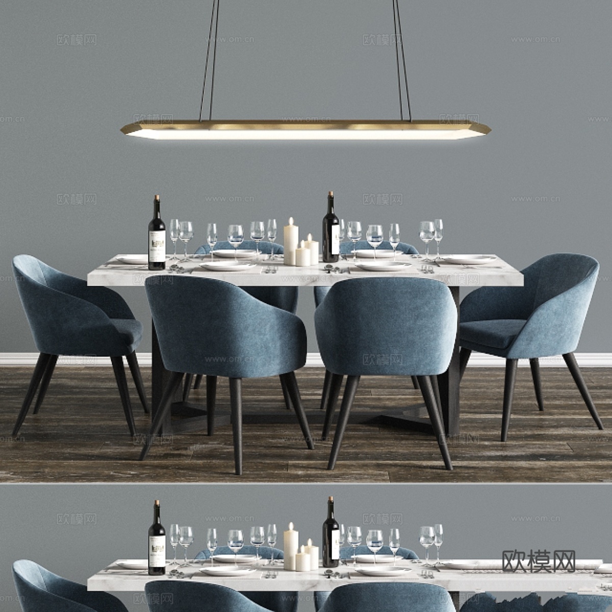现代餐桌套装53d模型下载
