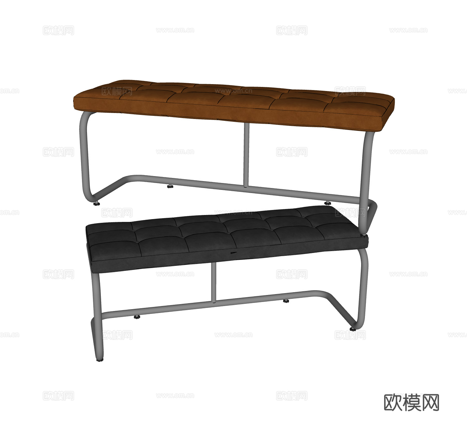 现代简约皮革长凳 沙发凳 包豪斯长凳 床尾凳su模型