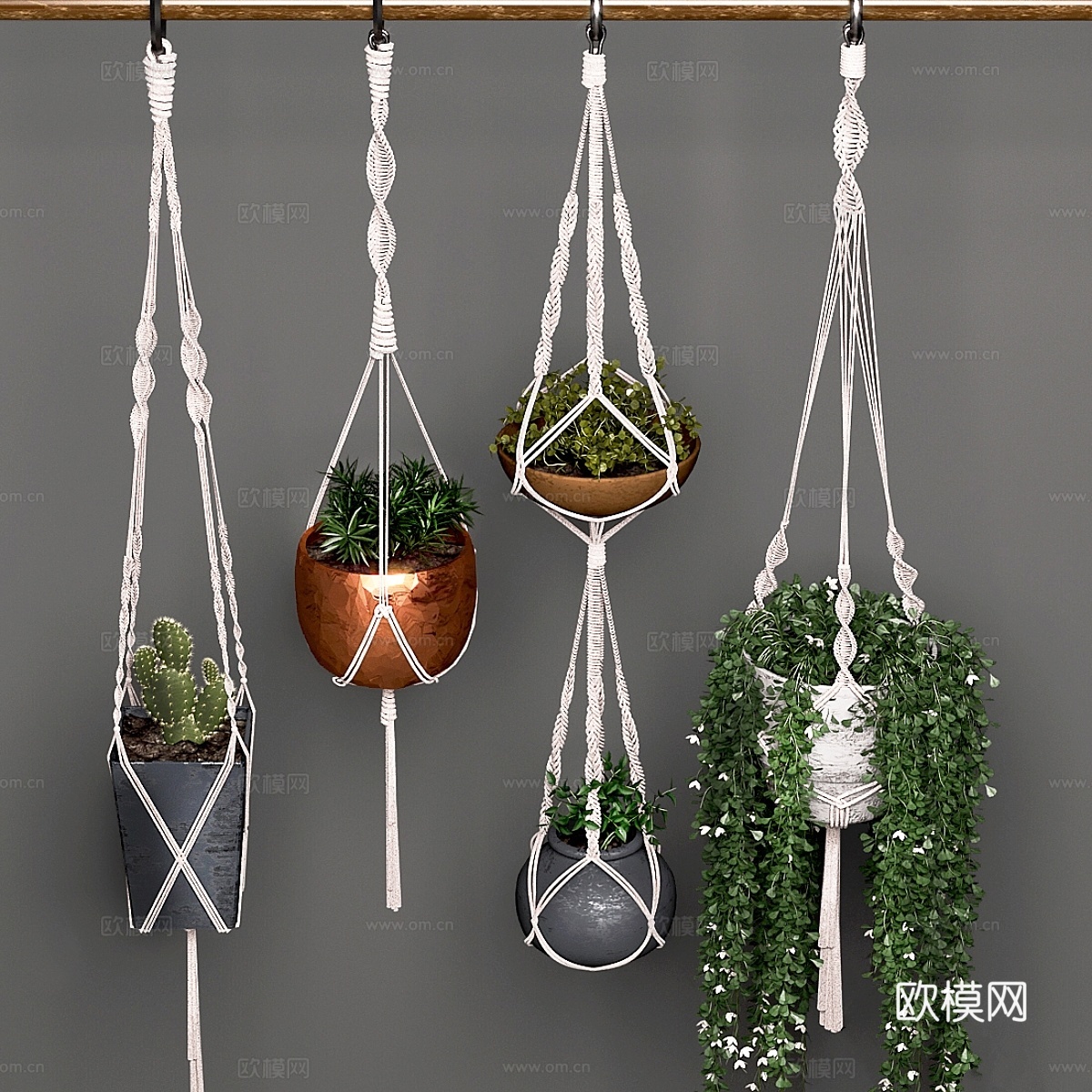 悬挂式吊盆装饰套装3d模型下载