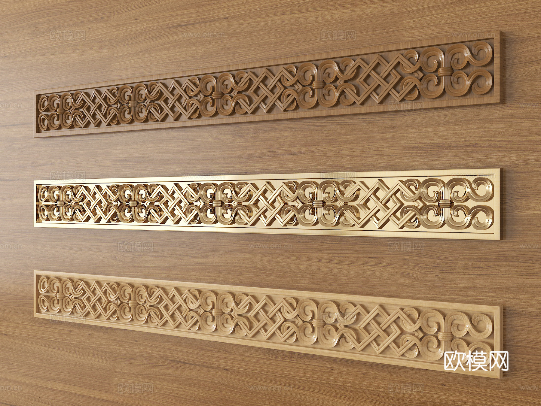 新中式雕花线条su模型