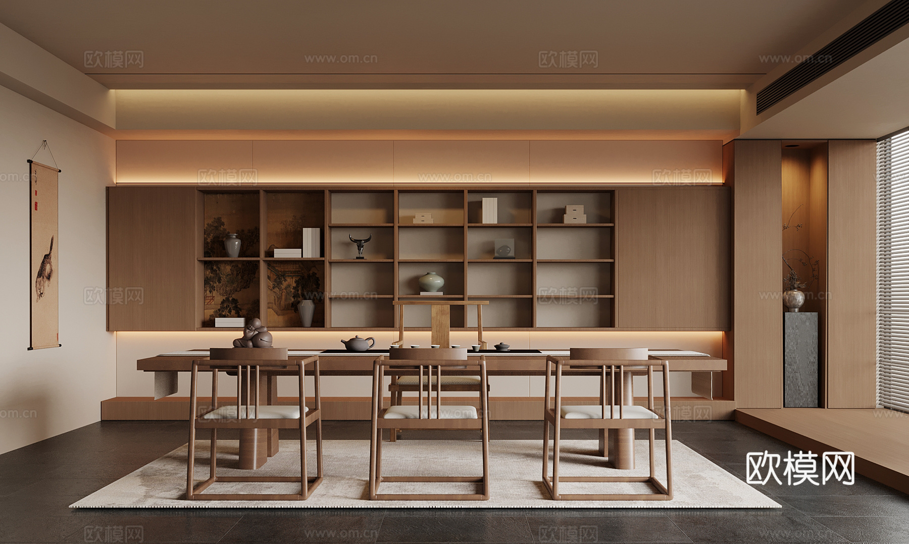 新中式茶室3d模型下载