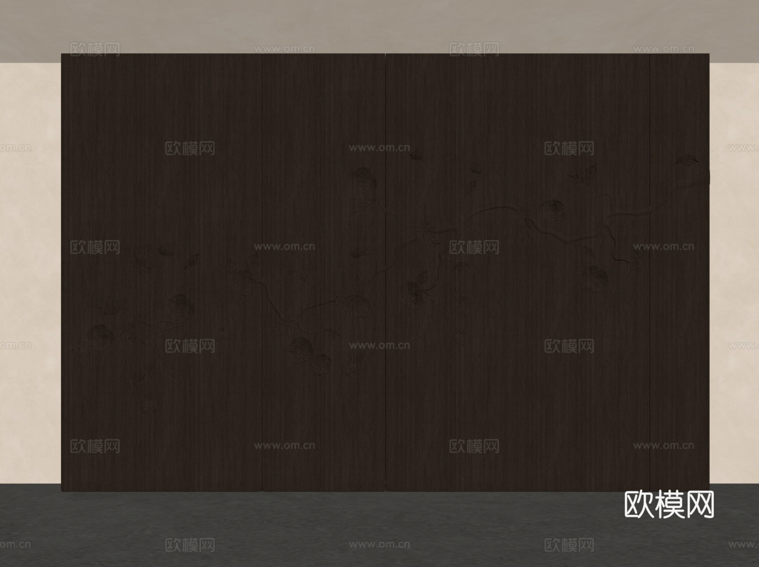 新中式背景墙su模型