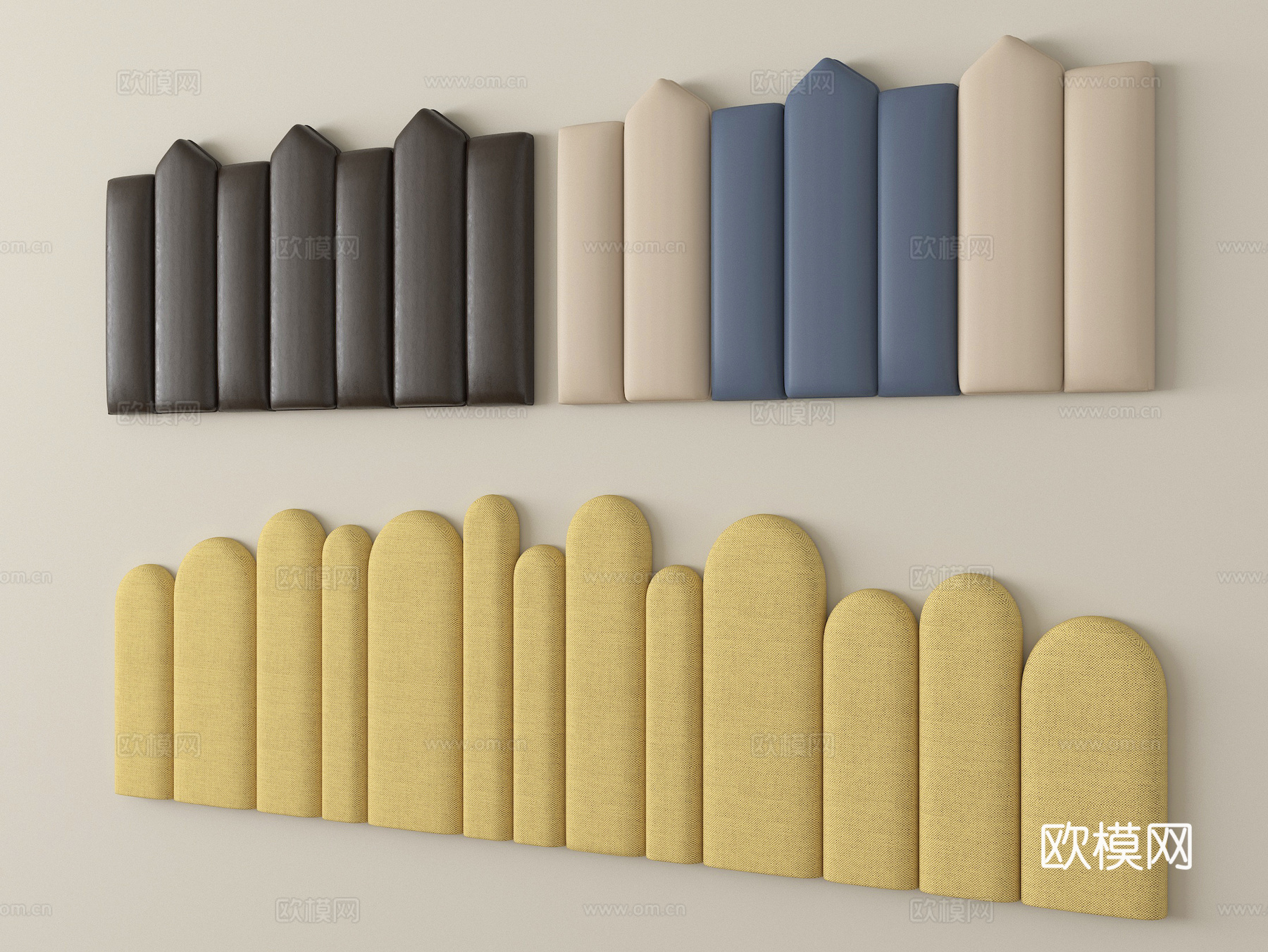 现代床靠背 床品 床头su模型