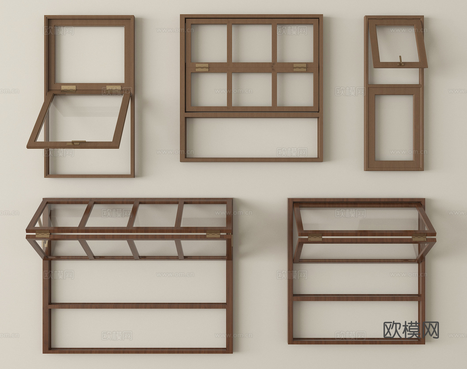 中式窗组合 折叠窗  上下折叠窗su模型