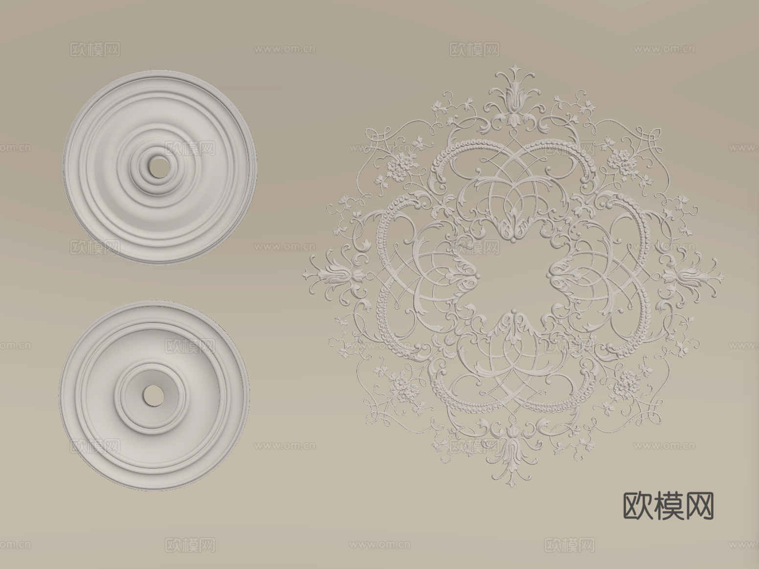 现代雕花 石膏雕花 石膏线条构件su模型