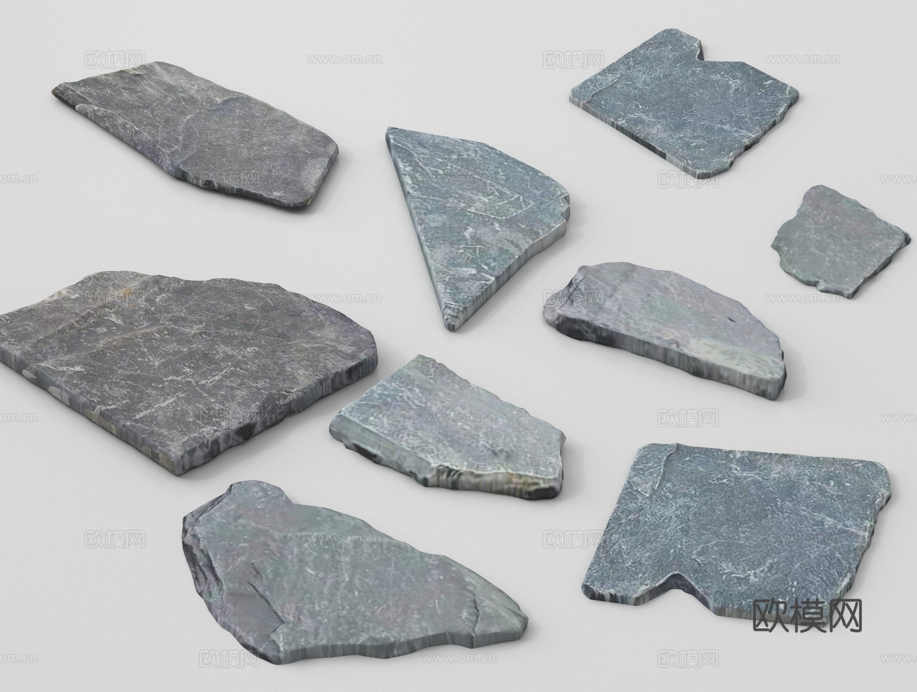 现代户外园林景观 台阶 石路 石板su模型