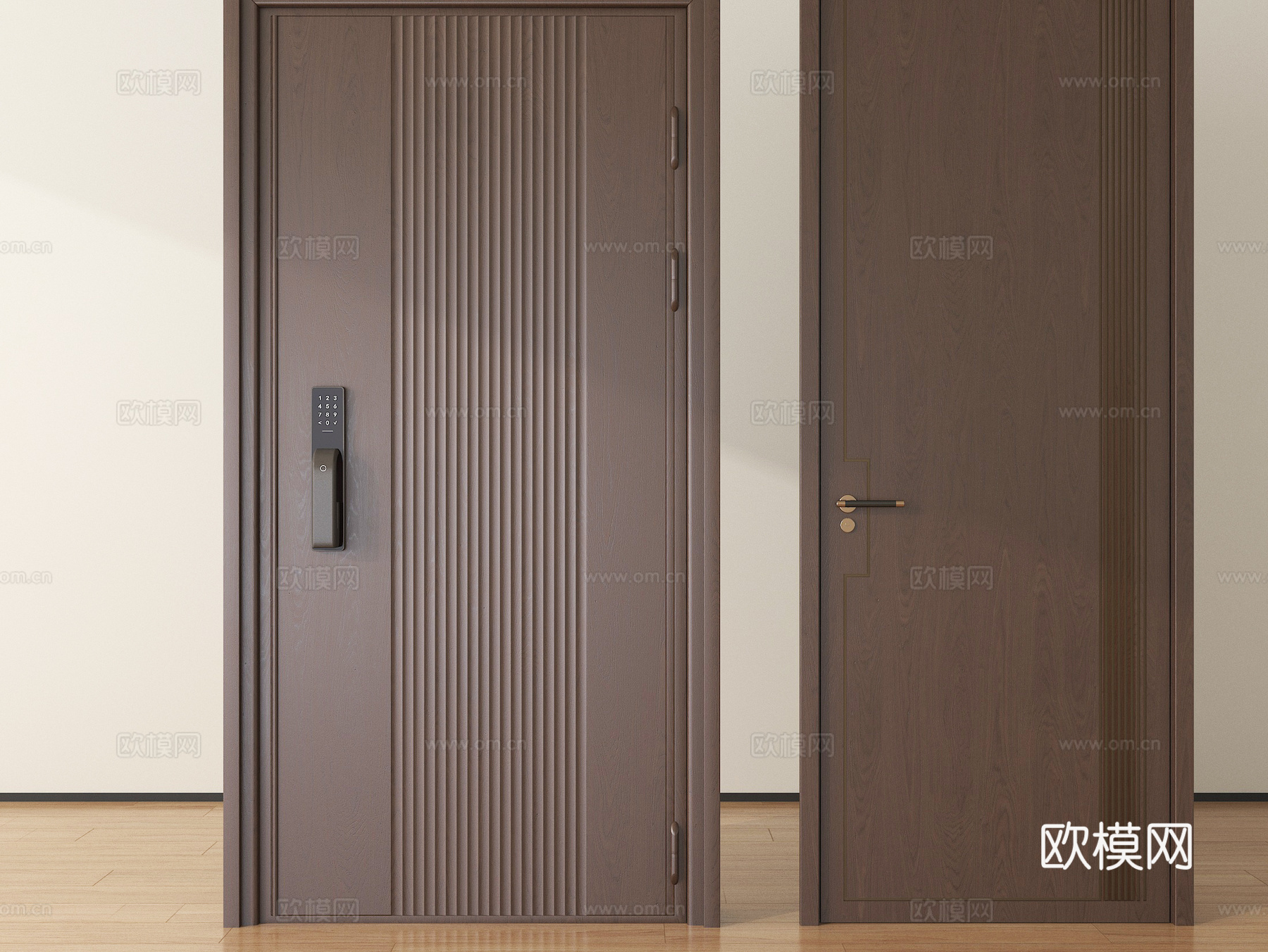 现代入户门 防盗门 卧室门 平开门su模型