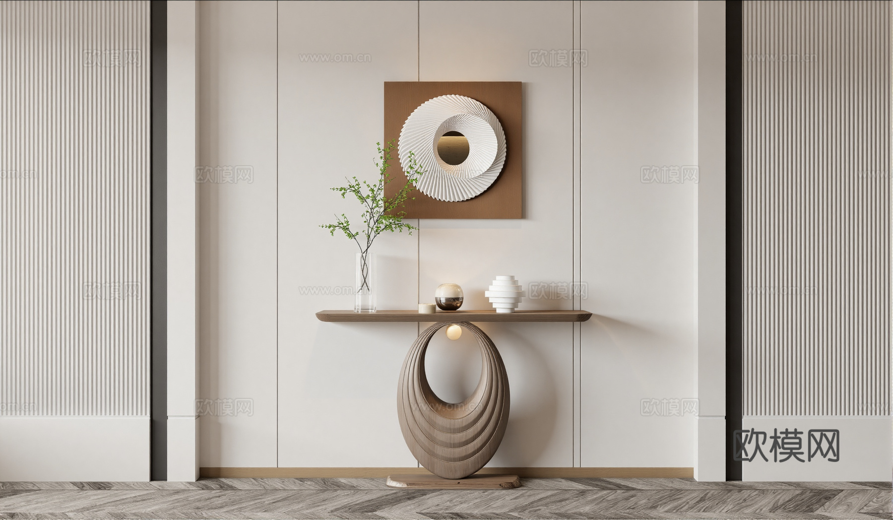 现代玄关台端景台su模型