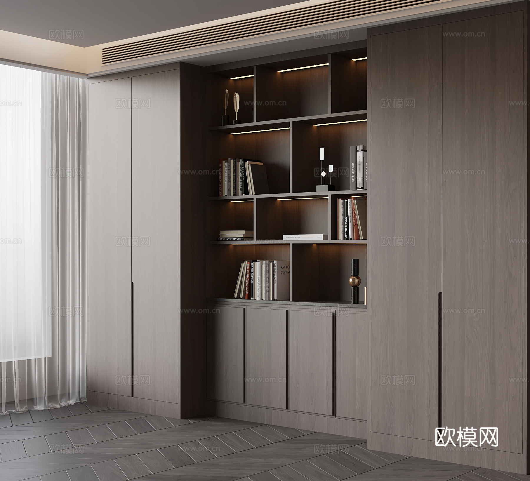 意式书柜 置物柜su模型