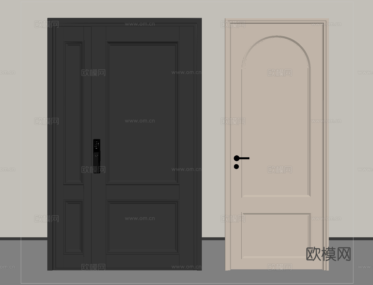法式单开门 子母门 平开门 卧室门 木门su模型