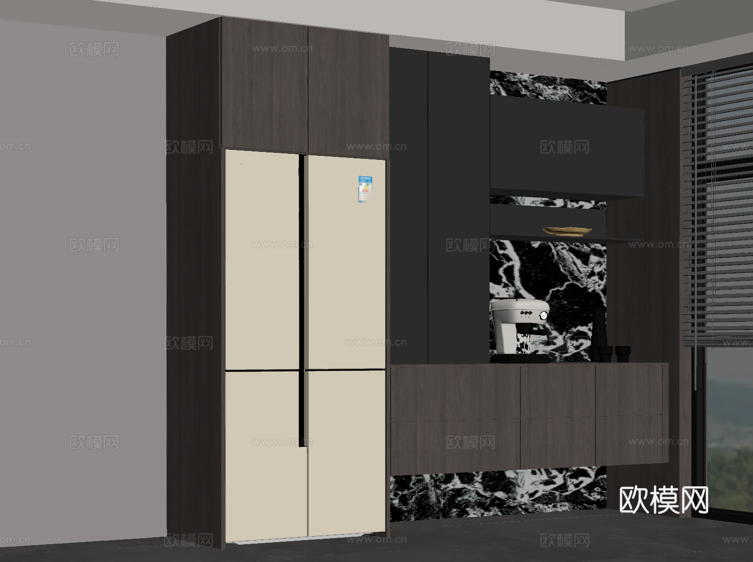 现代意式餐边柜 橱柜su模型