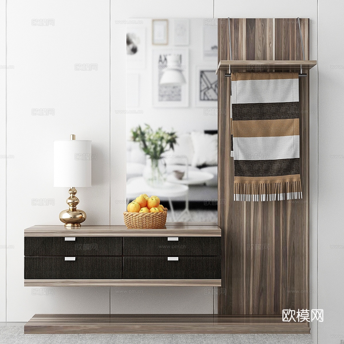 抽屉式边几3d模型下载