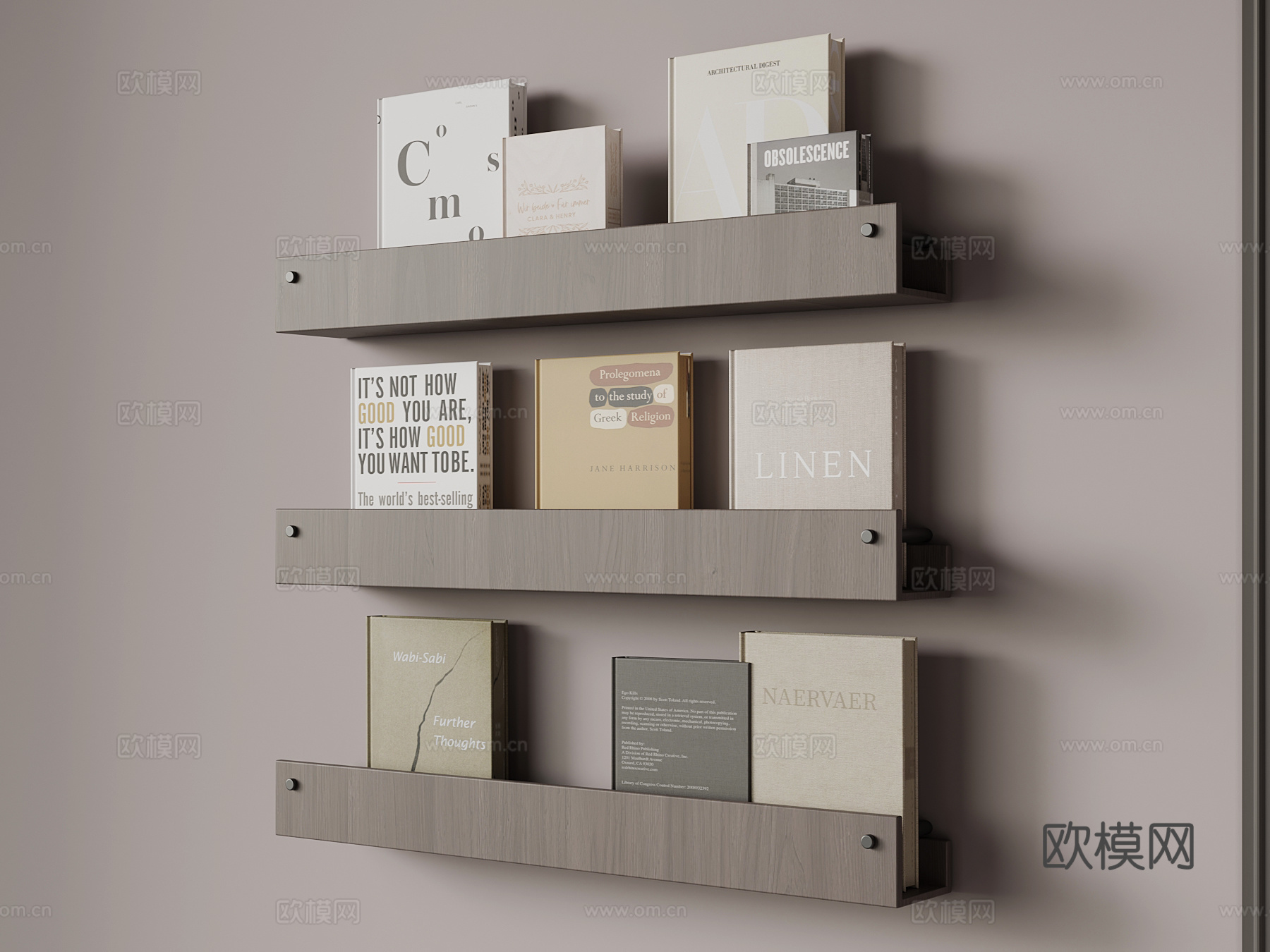 现代意式书架 实木书架su模型