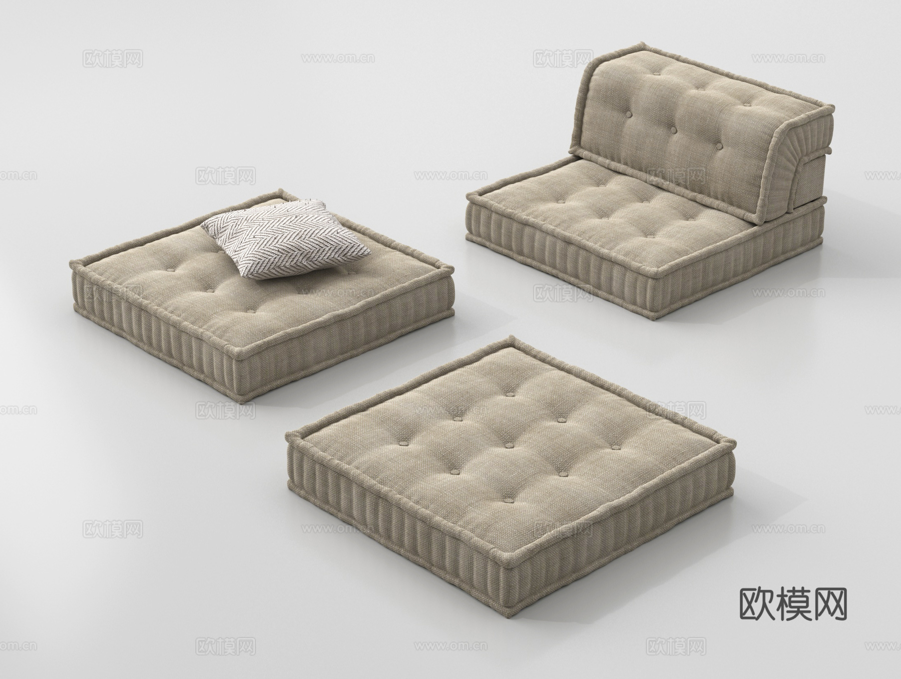 现代懒人沙发 坐垫su模型